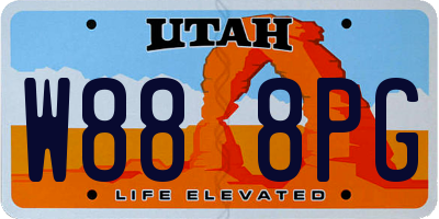 UT license plate W888PG