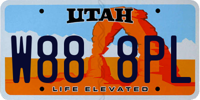 UT license plate W888PL