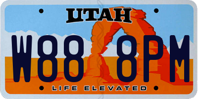 UT license plate W888PM
