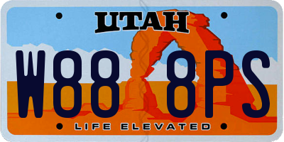 UT license plate W888PS