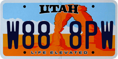 UT license plate W888PW