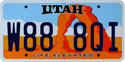 UT license plate W888QI