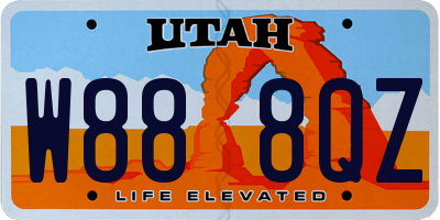 UT license plate W888QZ