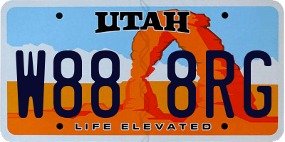UT license plate W888RG