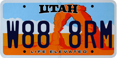 UT license plate W888RM