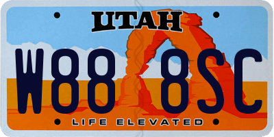 UT license plate W888SC