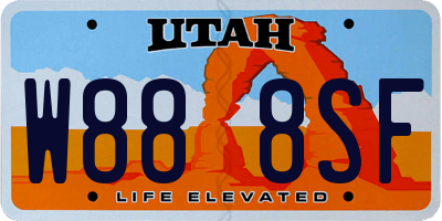 UT license plate W888SF