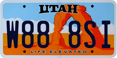 UT license plate W888SI