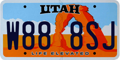 UT license plate W888SJ