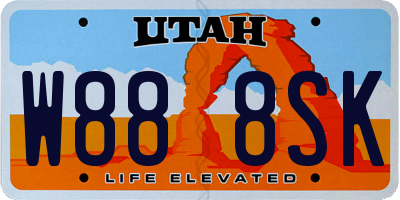UT license plate W888SK