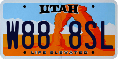 UT license plate W888SL