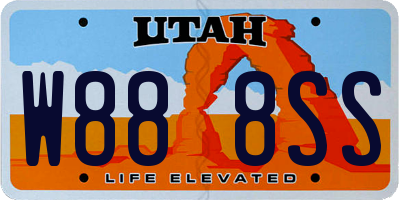 UT license plate W888SS