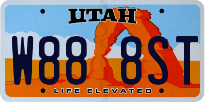 UT license plate W888ST
