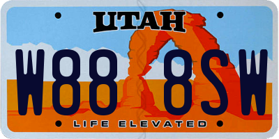 UT license plate W888SW