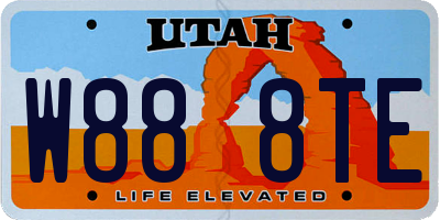 UT license plate W888TE