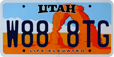 UT license plate W888TG