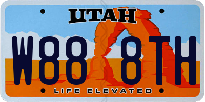 UT license plate W888TH