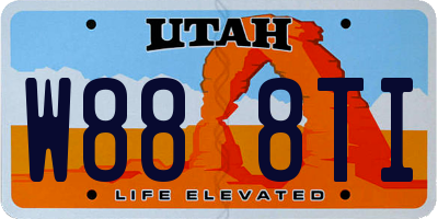 UT license plate W888TI