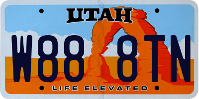 UT license plate W888TN