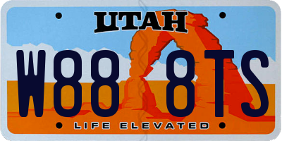 UT license plate W888TS