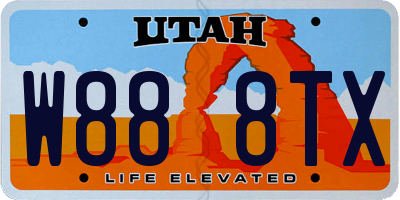 UT license plate W888TX
