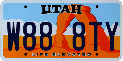 UT license plate W888TY