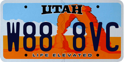 UT license plate W888VC