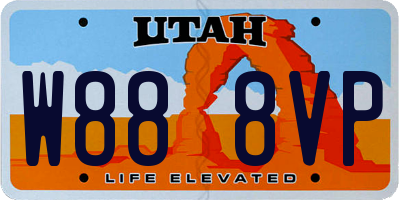 UT license plate W888VP