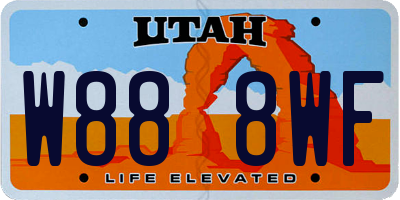 UT license plate W888WF