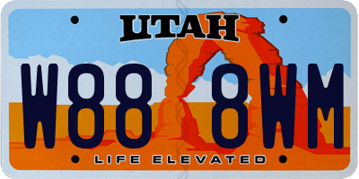 UT license plate W888WM