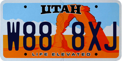 UT license plate W888XJ