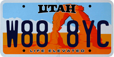 UT license plate W888YC