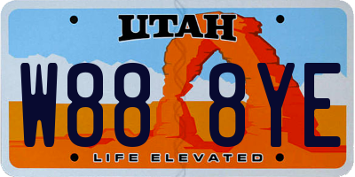 UT license plate W888YE