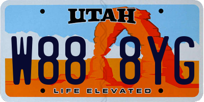 UT license plate W888YG
