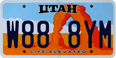 UT license plate W888YM