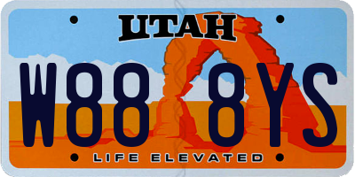 UT license plate W888YS