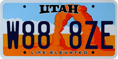 UT license plate W888ZE