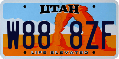 UT license plate W888ZF