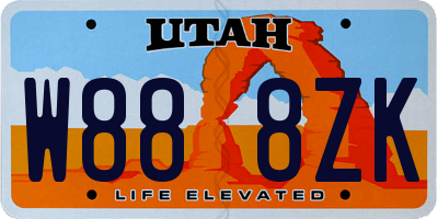 UT license plate W888ZK