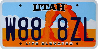 UT license plate W888ZL