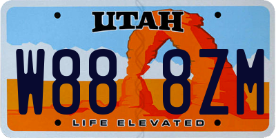 UT license plate W888ZM