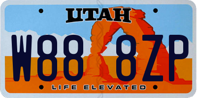 UT license plate W888ZP