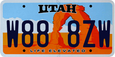 UT license plate W888ZW