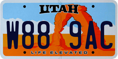 UT license plate W889AC