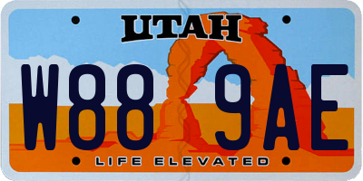 UT license plate W889AE