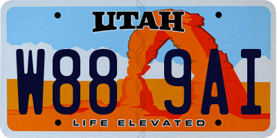 UT license plate W889AI