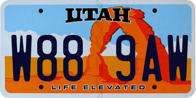 UT license plate W889AW