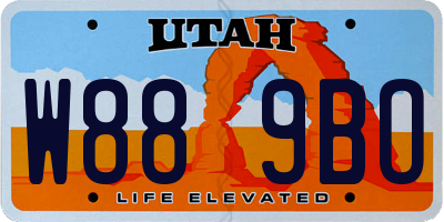 UT license plate W889BO