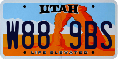 UT license plate W889BS