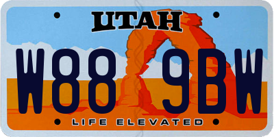 UT license plate W889BW